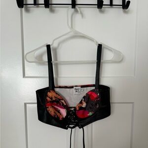 Edikted’s leather multi pattern bra top